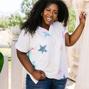 Haptics Pastel Star Top - NWOT